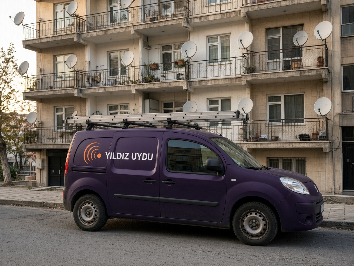 İzmir Uyducu Yıldız Uydu merdivenli servis aracı